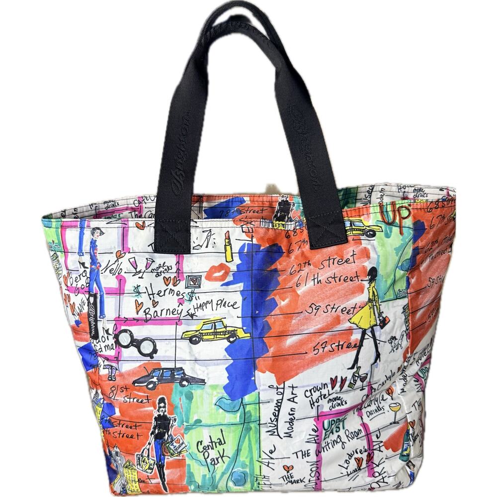 BRIGHTON Super Tote with Locking Zipper New York City Print Large Travel Shopper - Picture 2 of 16
